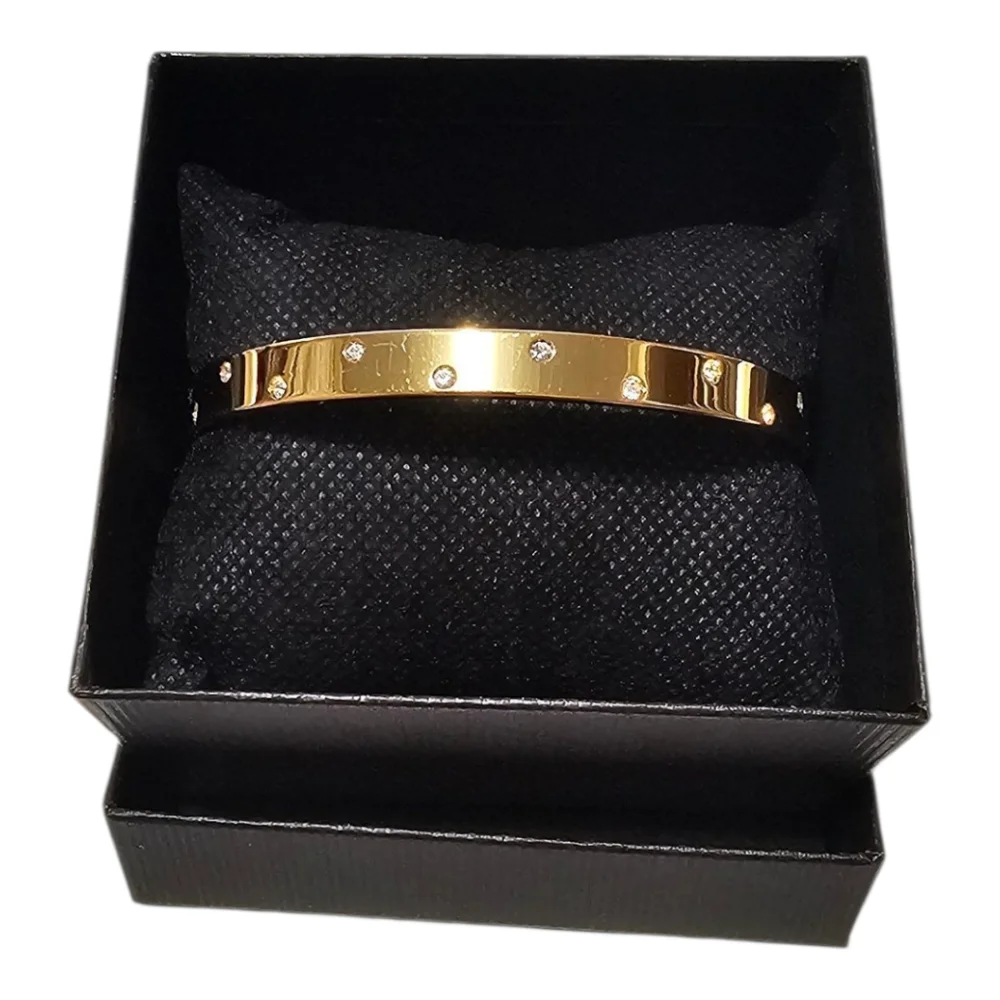 SWAROVSKI Crystals Embedded in Gold Tone Bangle - Picture 1 of 6